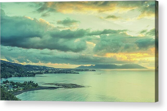 Tahiti Acrylic Print featuring the photograph Sunset In Tahiti by Gary Slawsky