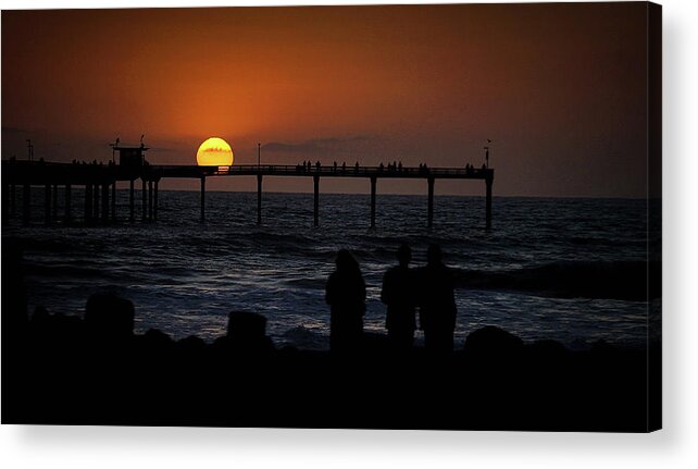 Seascape Acrylic Print featuring the photograph Sunset Over the Pier by Ryan Smith