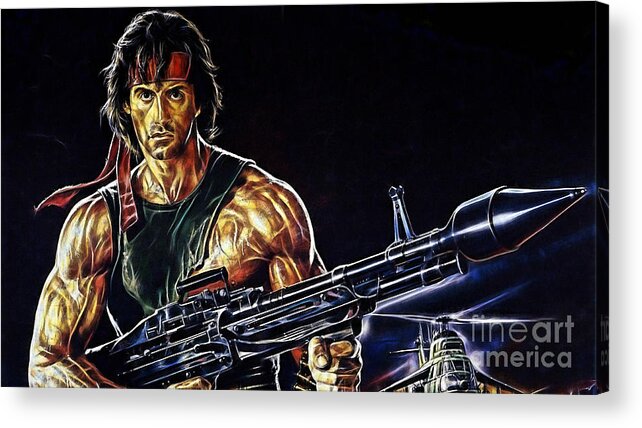 Sylvester Stallone Acrylic Print featuring the mixed media Sylvester Stallone Collection by Marvin Blaine