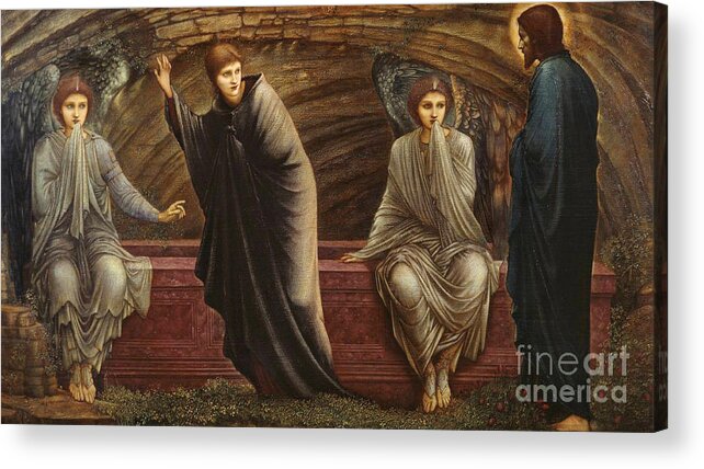 The Morning Of The Resurrection 1886 Sir Edward Coley Burne-jones Acrylic Print featuring the painting The Morning of the Resurrection by MotionAge Designs