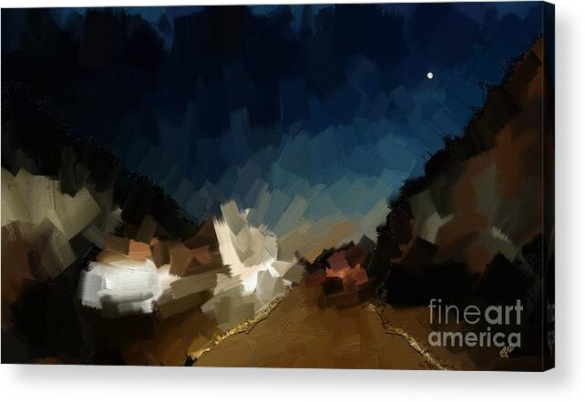 Planet Acrylic Print featuring the painting The Road Home by Carrie Joy Byrnes