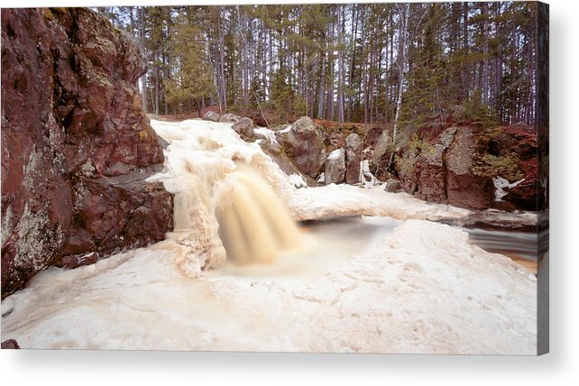 Waterfall Acrylic Print featuring the photograph The Thaw at Amnicon Falls by Susan Rissi Tregoning