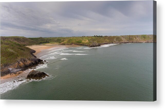 Three Cliffs Bay Acrylic Print featuring the photograph Three Cliffs and Pobbles on Gower by Leighton Collins