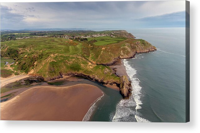 Three Cliffs Bay Acrylic Print featuring the photograph Three Cliffs Bay and Pobbles Bay by Leighton Collins