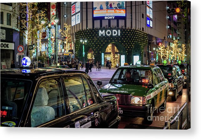 People Acrylic Print featuring the photograph Tokyo Taxis, Japan by Perry Rodriguez