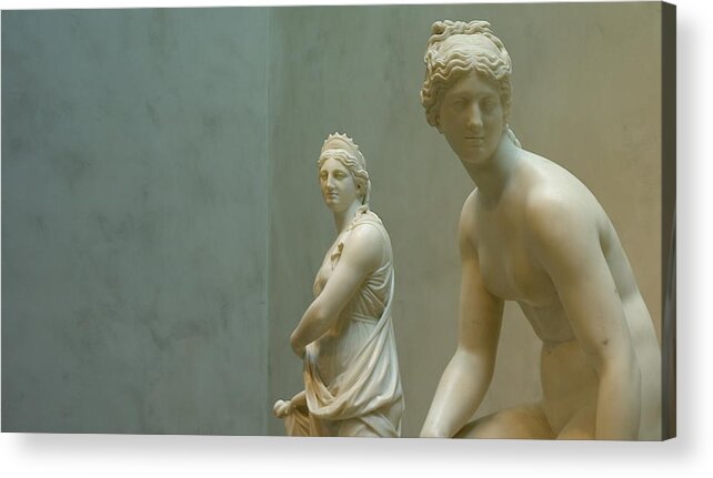 Sculpture Acrylic Print featuring the photograph Two Women by Lawrence Lanoff