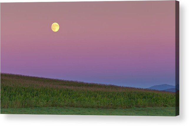 Moon Acrylic Print featuring the photograph Vermont Harvest Moonrise by Alan L Graham