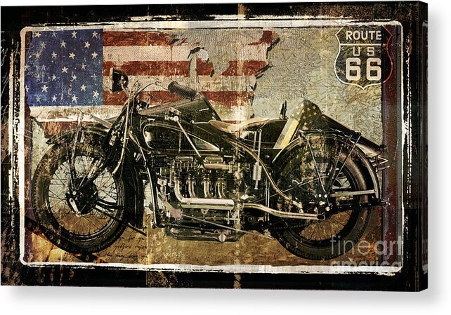 Motorcycle Acrylic Print featuring the painting Vintage Motorcycle Unbound by Mindy Sommers