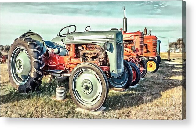 Acrylic Acrylic Print featuring the painting Vintage Tractors Ford by Edward Fielding