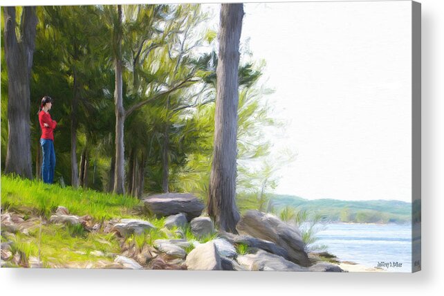 Table Rock Lake Acrylic Print featuring the painting Waiting Ashore by Jeffrey Kolker