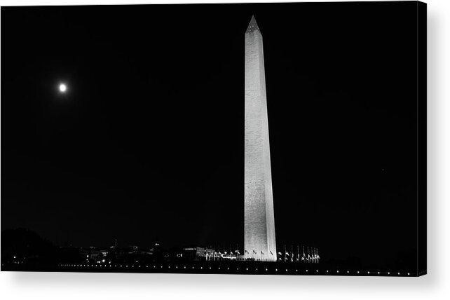 Washington Acrylic Print featuring the photograph Washington Monument Moon Washington DC by Lawrence S Richardson Jr