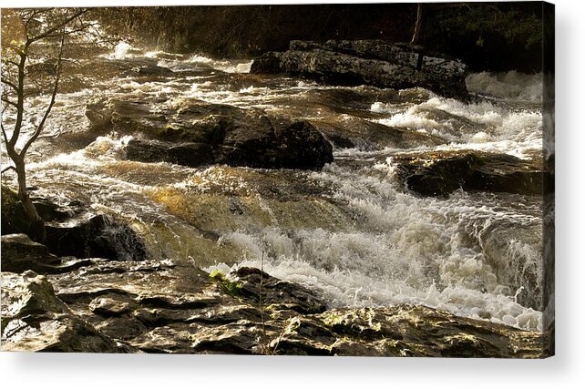 Waters Acrylic Print featuring the photograph Waters over rocks. Falls of Dochart, by Elena Perelman