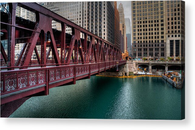 Chicago Acrylic Print featuring the photograph Well Street Bridge, Chicago by Nisah Cheatham