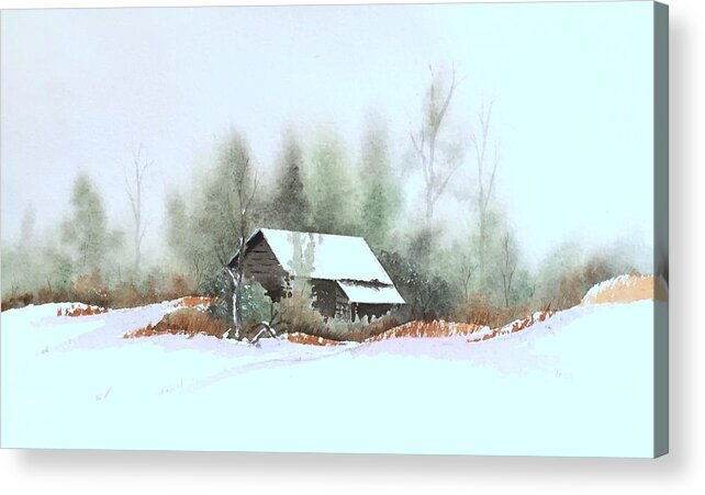 Winter Landscape Acrylic Print featuring the painting White Roof by William Renzulli