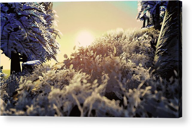 Snowy Paradise Acrylic Print featuring the painting Winter Fields by AM FineArtPrints