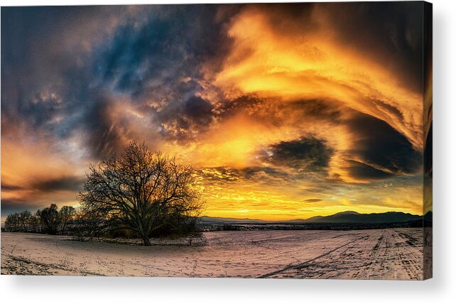 Sky Acrylic Print featuring the photograph Winter sunset by Plamen Petkov