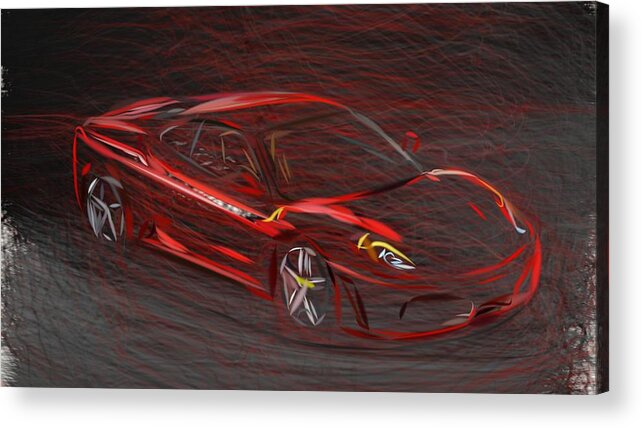 Ferrari Acrylic Print featuring the digital art Ferrari F430 Draw #1 by CarsToon Concept