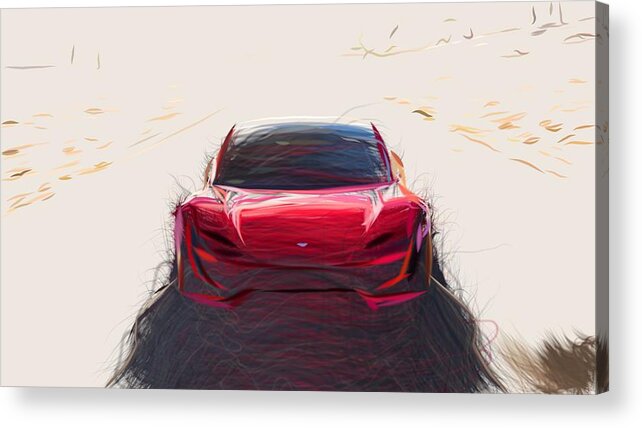 Tesla Acrylic Print featuring the digital art Tesla Roadster Drawing #2 by CarsToon Concept