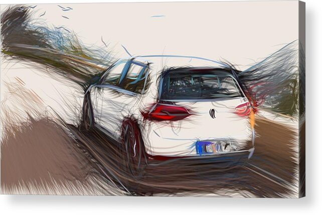 Volkswagen Acrylic Print featuring the digital art Volkswagen Golf GTI Drawing #13 by CarsToon Concept