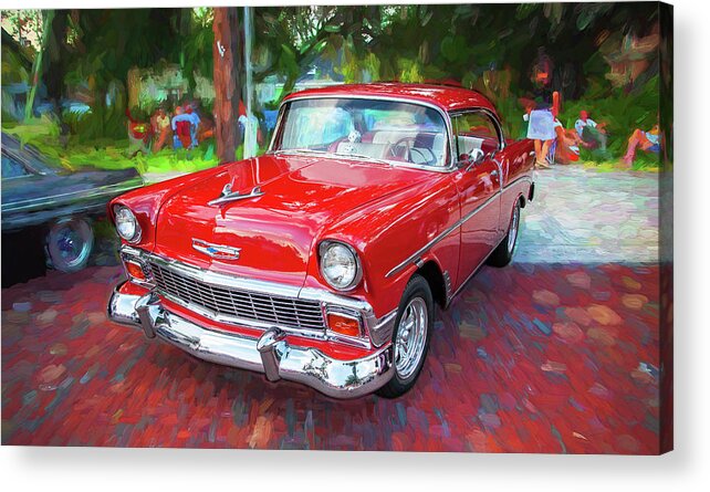 1956 Chevrolet Bel Air 210 Acrylic Print featuring the photograph 1956 Chevrolet Bel Air 210 Red 101 #2 by Rich Franco