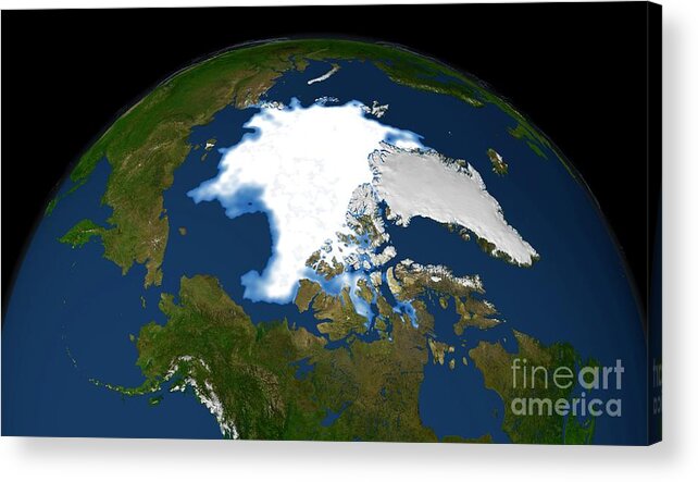 Annual Acrylic Print featuring the photograph Arctic Ice Minimum Extent #2 by Nasa/goddard Space Flight Center Svs/science Photo Library