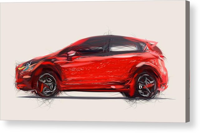 Ford Acrylic Print featuring the digital art Ford Fiesta ST Draw #2 by CarsToon Concept