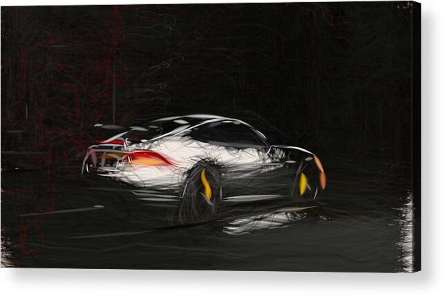 Jaguar Acrylic Print featuring the digital art Jaguar XKR S GT Drawing #3 by CarsToon Concept