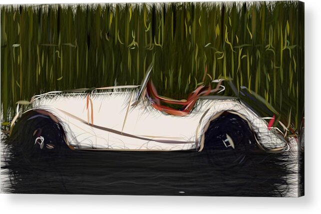 Morgan Acrylic Print featuring the digital art Morgan Roadster Draw #2 by CarsToon Concept