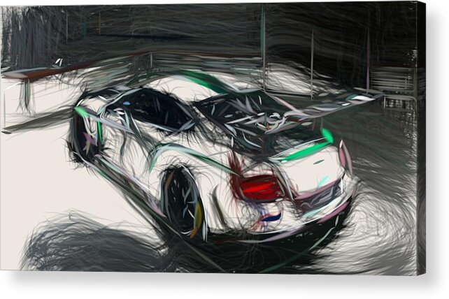 Bentley Acrylic Print featuring the digital art Bentley Continental GT3 Drawing #4 by CarsToon Concept