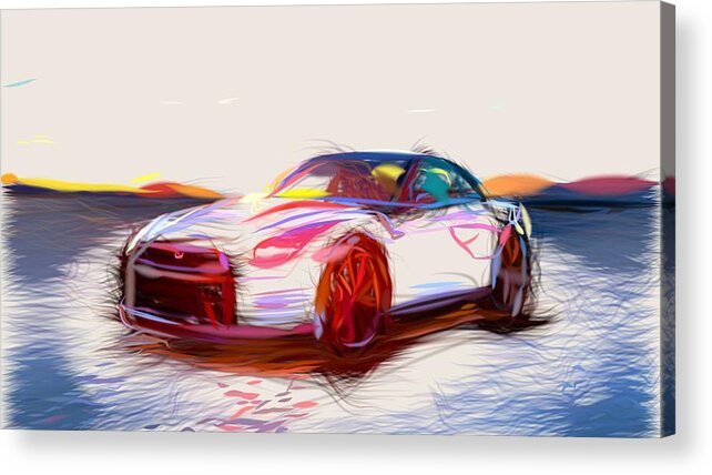 Nissan Acrylic Print featuring the digital art Nissan GT R Drawing #32 by CarsToon Concept