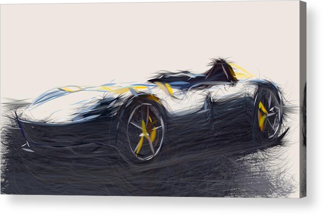 Ferrari Acrylic Print featuring the digital art Ferrari Monza SP1 Drawing #5 by CarsToon Concept