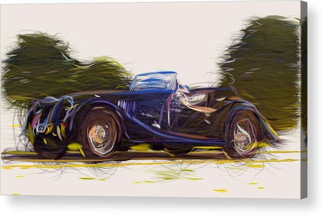Morgan Acrylic Print featuring the digital art Morgan Roadster Draw #4 by CarsToon Concept
