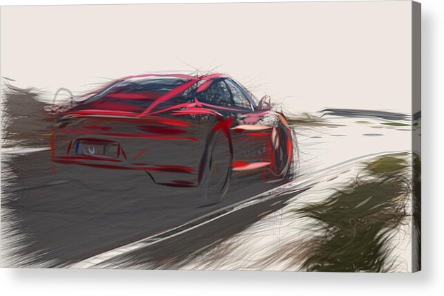 Porsche Acrylic Print featuring the digital art Porsche 911 GTS Drawing #5 by CarsToon Concept