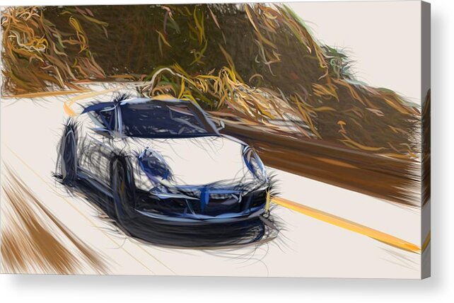Porsche Acrylic Print featuring the digital art Porsche 911 Carrera GTS Draw #7 by CarsToon Concept