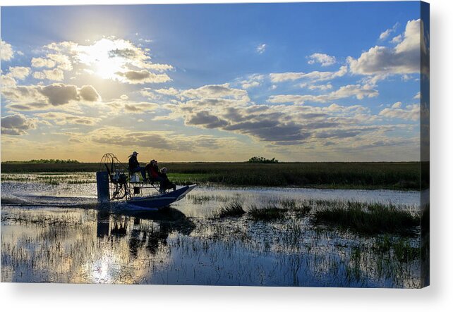 Airboat Acrylic Print featuring the photograph Airboat at Sunset #660 by Michael Fryd