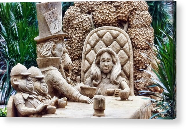 Sculpture Acrylic Print featuring the photograph Alice in Wonderland The Tea Party by Joan Bertucci