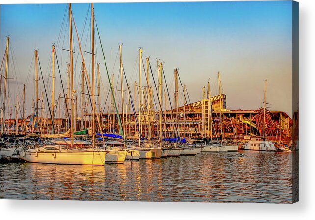 Barcelona Acrylic Print featuring the photograph Boats of Barcelona by Marcy Wielfaert