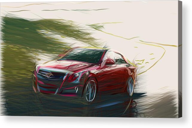 Cadillac Acrylic Print featuring the digital art Cadillac ATS Draw by CarsToon Concept