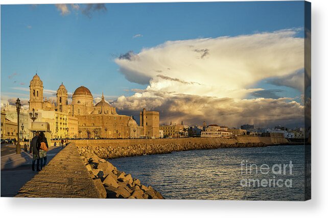 Outdoor Acrylic Print featuring the photograph Cadiz Skyline and Cathedral Under Cumulonimbus by Pablo Avanzini