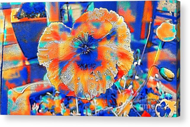 Poppy Acrylic Print featuring the mixed media Colorful poppy by Steven Wills