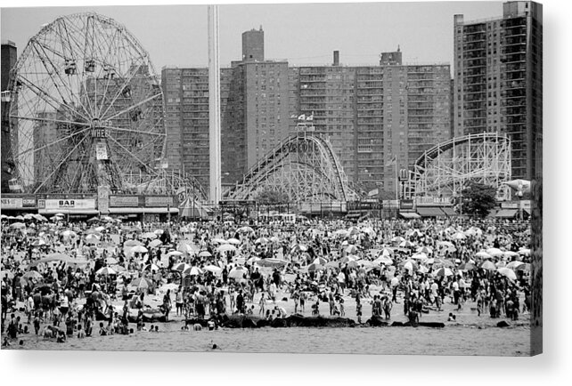 Amusement Park Acrylic Print featuring the photograph Coney Island Beach by New York Daily News Archive