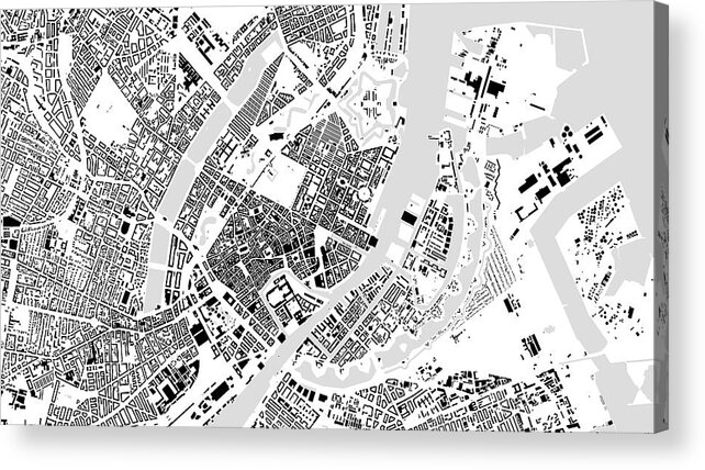 City Acrylic Print featuring the digital art Copenhagen building map by Christian Pauschert