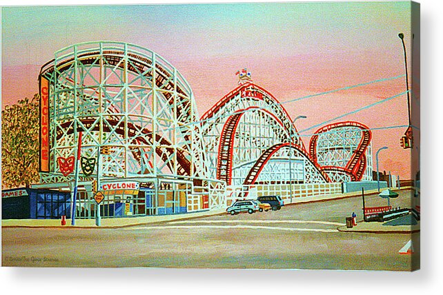  Acrylic Print featuring the painting Cyclone Rollercoaster by Bonnie Siracusa