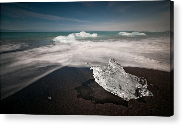 Black Sand Acrylic Print featuring the photograph Diamond Beach by Raymond Hoffmann