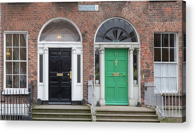 Dublin Acrylic Print featuring the photograph Double Door Dublin by Georgia Clare