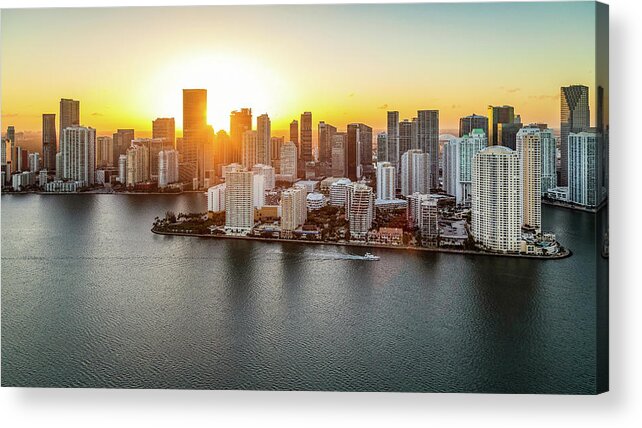 Myeress Acrylic Print featuring the photograph Downtown Miami at sunset by Joe Myeress