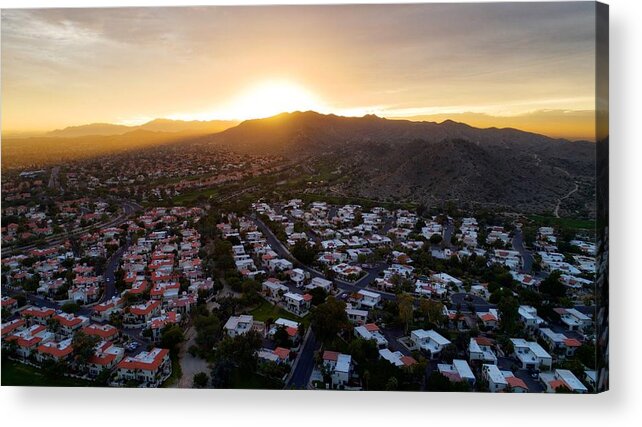 Sun Acrylic Print featuring the photograph Dramatic South Mountain Sunset by Anthony Giammarino