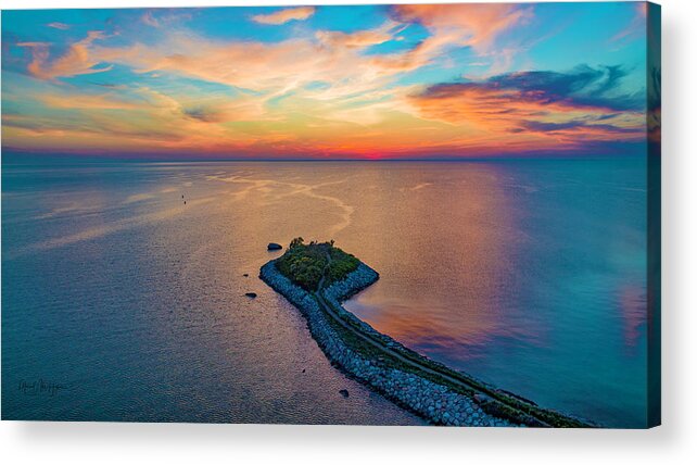 The Knob Acrylic Print featuring the photograph Dusk at The Knob #1 by Veterans Aerial Media LLC