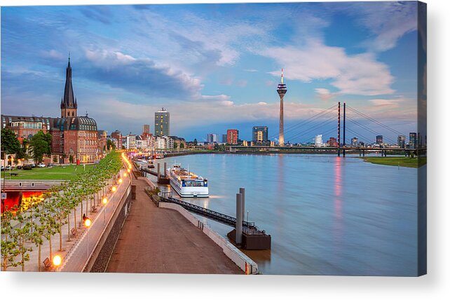 Landscape Acrylic Print featuring the photograph Dusseldorf, Germany. Panoramic by Rudi1976