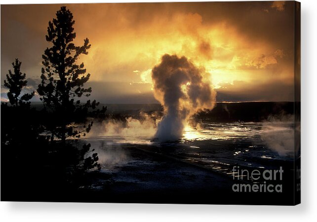 Landscape Acrylic Print featuring the photograph Evening Magic - Yellowstone National Park by Sandra Bronstein